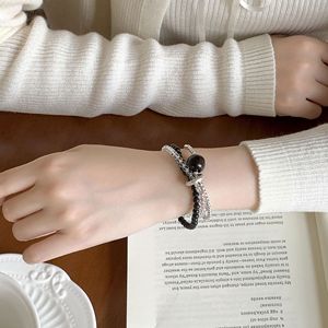 S925 Sterling Silver Three Strand Crystal Sandalwood <b>Beaded</b> <b>Bracelet</b> For Women Everyday Wear - Product Image 3