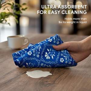 Serviettes de cuisine en microfibre à motif floral multi-imprimé, tissage gaufré, absorbantes, pour la cuisson, la pâtisserie, le nettoyage domestique, logo personnalisé - Product Image 4