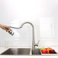 Robinet de cuisine classique en acier inoxydable SUS 304, mitigeur 3 voies avec douchette extractible, monocommande eau chaude et froide, pour évier, montage sur plan.