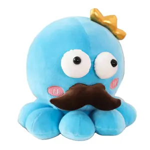 뜨거운 판매 여러 가지 빛깔의 귀여운 문어 부드러운 장난감 해양 동물 인형 블루 큰 눈 문어 플러시 장난감