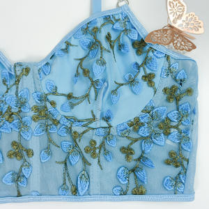 Dames Plus Maat 2 Delige Set Bloemen Borduurwerk Mesh Ketting Gekoppeld Lingerie Set - Product Image 6