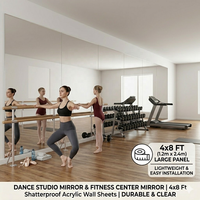Miroir mural en acrylique 4x8 pieds pour studio de danse, panneau de miroir en PMMA incassable, grand miroir pour salle de sport et centre de fitness
