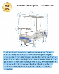 <span class=keywords><strong>Letto</strong></span> di Trazione Ortopedico a Doppia Manovella con Telaio di Trazione a Gantry, Sponde e Pannello Perforato <span class=keywords><strong>per</strong></span> la Riabilitazione di Fratture - Product Image 2