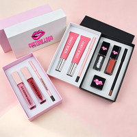 Kit de gloss à lèvres 3-en-1, marque privée, vente en gros, maquillage waterproof, crayon à lèvres mat, huile à lèvres et gloss à lèvres, emballage complet