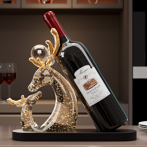 Porte-bouteilles créatif en résine dorée en forme de cerf, support à vin portable de luxe pour salon et meuble TV - Product Image 4