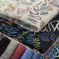 Tissu Jacquard Coloré à l'Alphabet, Tissé, Lourd, Teint en Fil, Polyester/Coton, pour Sacs, Housses de Coussin, Tapisserie