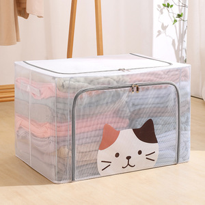 Large Storage Bins Steel Frame Storage Box Stackable Foldable Fabric Storage Cubes Containers for Clothes with Reinforced Handle