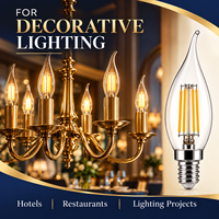 Prix usine Ampoule LED à filament effet flamme, verre ambré, culot E12 E14, culot moyen, lampe vintage, OEM ODM CE RoHS UKCA C