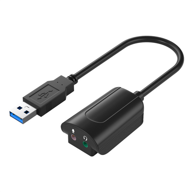 USB 7.1 Independent External Sound Card with 3.5mm Audio Converter Cable Drive-Free Featuring Microphone and Recording