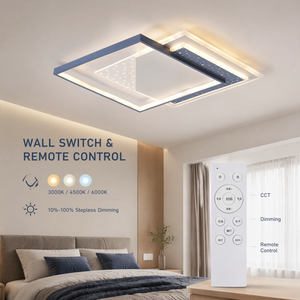 Modern Geometric Dimmable Led <b>Ceiling</b> <b>Light</b> With <b>Remote</b> Acrylic Iron Surface Mount For Living Room Bedroom 120W - Product Image 4