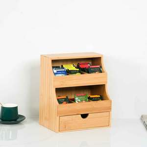 3 Layer Bamboo <strong>Tea</strong> Bag Organizer Storage Holder with Drawer Wood <strong>Tea</strong> <strong>Box</strong> Containers <strong>Tea</strong> Rack Teabag Station Stand - Product Image 3