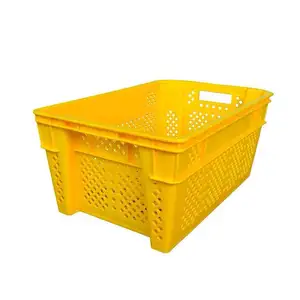 Heavy Duty HDPE Large Mesh Fruits Vegetable Nest Stack Vented Plastic Baskets Plastic Nestable Crate For Sale