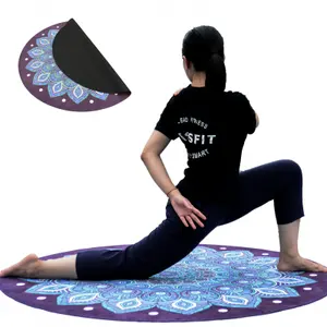 圆形瑜伽垫麂皮橡胶瑜伽垫超细纤维橡胶瑜伽垫定制印花图案免费设计