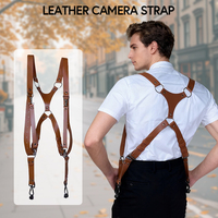 Sangles d'Appareil Photo Rétro en Cuir PU Style Euro-Américain, Double Épaule, Accessoires Numériques pour Photographie Reflex