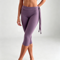 Cnshell Legging Capri à Bandage Latéral Taille Mi-Haute, Longueur Mollet, pour Danse Classique et Usage Quotidien, pour Femme, Doux et Confortable