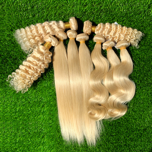 GS 8A 10A 12A vergine russo capelli umani 613 biondo tesse platino brasiliano onda corpo dritto profondo fasci di capelli biondi - Product Image 1