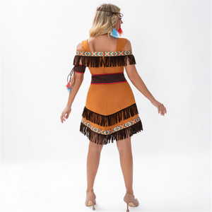 Femme Amérindienne Adulte Primitive Cosplay Role Play Party Dress Performance Costumes - Product Image 4