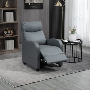 Sillón Reclinable Individual Moderno con Tapicería de Cuero, Estructura Metálica y Ajuste <span class=keywords><strong>Manual</strong></span> - Product Image 3