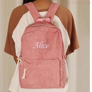Large Corduroy Backpack Fashion Embroidered Logo Backpacks Casual Student Cotton <b>Shoulder</b> <b>bags</b> for Travel Women <b>Men</b> Girls Boys - Product Image 4