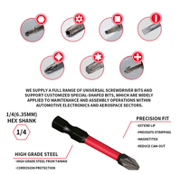 Embouts de tournevis cruciformes à une extrémité LJ-31b PZ2 en acier S2, 20 pièces, boîte en plastique, finition oxyde noir, outils électriques industriels à percussion pour le bricolage
