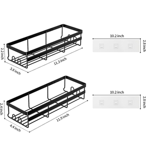 Paquete de 2 accesorios de baño Organización de artículos de tocador montados en la pared Estantes de <span class=keywords><strong>ducha</strong></span> de acero inoxidable sin perforación <span class=keywords><strong>con</strong></span> ganchos adhesivos - Product Image 2