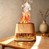 Diffuseur de micro-paysage à flamme simulée 3D, 260 ml, lumière LED à 8 couleurs changeantes, humidificateur d'huiles essentielles pour voiture et bureau