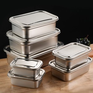 Bac à légumes en acier inoxydable boîte <span class=keywords><strong>de</strong></span> <span class=keywords><strong>rangement</strong></span> pour réfrigérateur boîte alimentaire <span class=keywords><strong>rectangulaire</strong></span> grande capacité bol <span class=keywords><strong>de</strong></span> restauration rapide boîte à lunch avec couvercle - Product Image 2