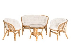 Ensemble de salon modulaire en rotin avec coussins capitonnés, canapé et fauteuils de design asiatique, table basse, mobilier moderne pour l'extérieur et la maison - Product Image 2