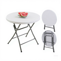 Table pliante ronde en plastique légère et imperméable de 80 cm, pour l'extérieur, le camping, le jardin, le balcon, la terrasse, table à manger portable