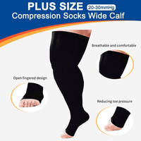 Chaussettes de compression à bout ouvert grande taille pour femmes et hommes, mollets larges, 20-30 mmHg, extra larges, hauteur genou, 2XL, 3XL, chaussettes de compression pour infirmières