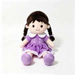 Muñeca de peluche personalizada, juguete de peluche para niña, linda muñeca de peluche, muñeca de trapo suave, muñeca de peluche con vestido morado - Product Image 1