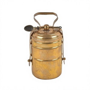 Brass <b>Lunch</b> <b>Box</b> Tiffin <b>Box</b> With Spoon Exclusive Quality Customized Size Food Storage Tiffin <b>Lunch</b> <b>Box</b> For Kitchen And Table Top - Product Image 1