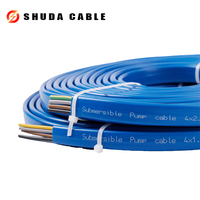 3-adriges Kupfer-Tauchpumpenkabel, IP68 wasserdicht, PVC-Flachkabel, blau, Niederspannung 500V, 1 AWG