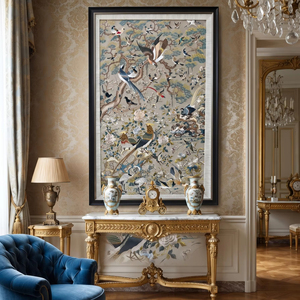 Cuadros y Arte Mural SUNGPU, Bordado Texturizado de Lujo, Diseño Floral de Cien Pájaros en un Árbol, Cuadros Decorativos - Product Image 1