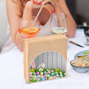 Porta pañuelos de madera con diseño de conejo, caja decorativa independiente para servilletas, para decoración de cocina y fiestas. - Product Image 2