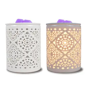 Hollow Cut-off Elegant Ceramic Aroma Wax Warmer Household Electric Wax Melt Burner Stunning Glow Lamp Fragrance Oil Burner