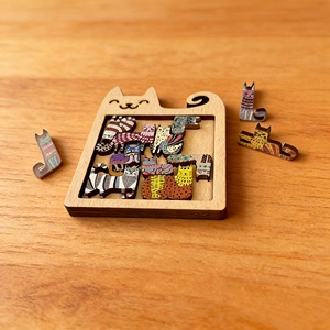 Labirinto in Legno per Gatti, Rompicapo per Allenamento Mentale, Vassoio Portaoggetti dalla Forma Irregolare, Gadget Antistress e Anti-Noia - Product Image 3