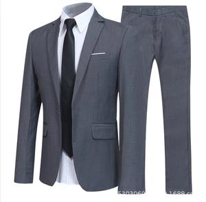 Trajes de Novio de Dos Piezas Personalizados de Fábrica para Hombre, Estilo Británico, Transpirables, Tejidos, Lisos, para Boda - Product Image 1