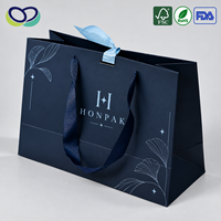 Sac cadeau de luxe HONPAK avec poignée en ruban, sac en papier personnalisé avec logo imprimé pour bijoux, parfums, emballage de marques de mode