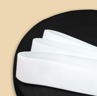 Vente en gros usine Bande élastique tissée en polyester/nylon noir et blanc, haute élasticité, pour ceintures de vêtements et accessoires de couture