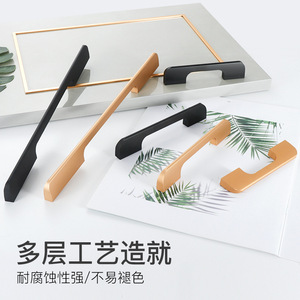 <b>Furniture</b> <b>Handle</b> Bar Aluminum Alloy Black Gold Minimalist Wardrobe Drawer <b>Handle</b> Durable Modern Design - Product Image 2