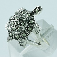 Bague en argent sterling 925 faite à la main avec pierre de marcassite tortue, fabricant en Inde