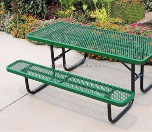 2024 di vendita calda colorato all'aperto impermeabile tavolo e sedia set da esterno panca e tavolo rettangolare in acciaio panca da picnic