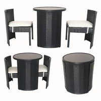 Table en rotin ronde pour jardin, patio et balcon, vente en gros d'usine, mobilier d'extérieur gain de place