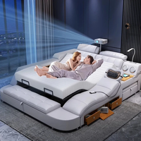 Lit double 1,8 mètre en cuir et bois, multifonctionnel, avec rangement intelligent, mobilier de chambre à coucher, modèle populaire 2026