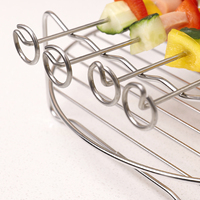 1 Ensemble de Grille de Barbecue avec Quatre Brochettes, Support Rond Multifonctionnel en Acier Inoxydable pour Friteuse à Air, Accessoires de Cuisine