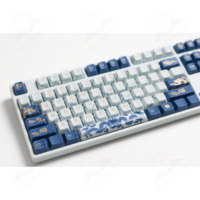 Personnalisé Crackle Glaze Keycaps Bleu Blanc Céramique Style Dragon Symboles Caractères Chinois PBT Revêtement 108 Touches