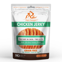 Friandises pour chiens Pal's Delight sous marque privée, 100g/sac, poitrine de poulet séchée premium, sans céréales, riches en protéines, saveur naturelle, faciles à administrer