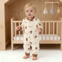 Combinaisons pour bébés en pur coton Kaka Bear, fournisseur de médailles d'or, vente en gros. Combinaison bébé unisexe à manches longues, fermeture à boutons pression, toutes saisons