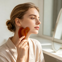 Planche de massage Gua Sha en agate rouge naturelle en forme de cœur pour le visage et le corps, outil de soin de la peau, lifting facial, raffermissement de la peau